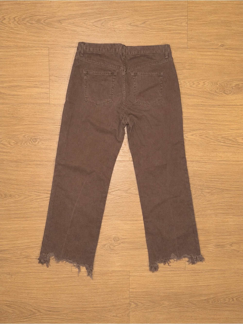 Free People Brown Cropped Frayed Hem Jeans Size 32 - Picture 2 of 4